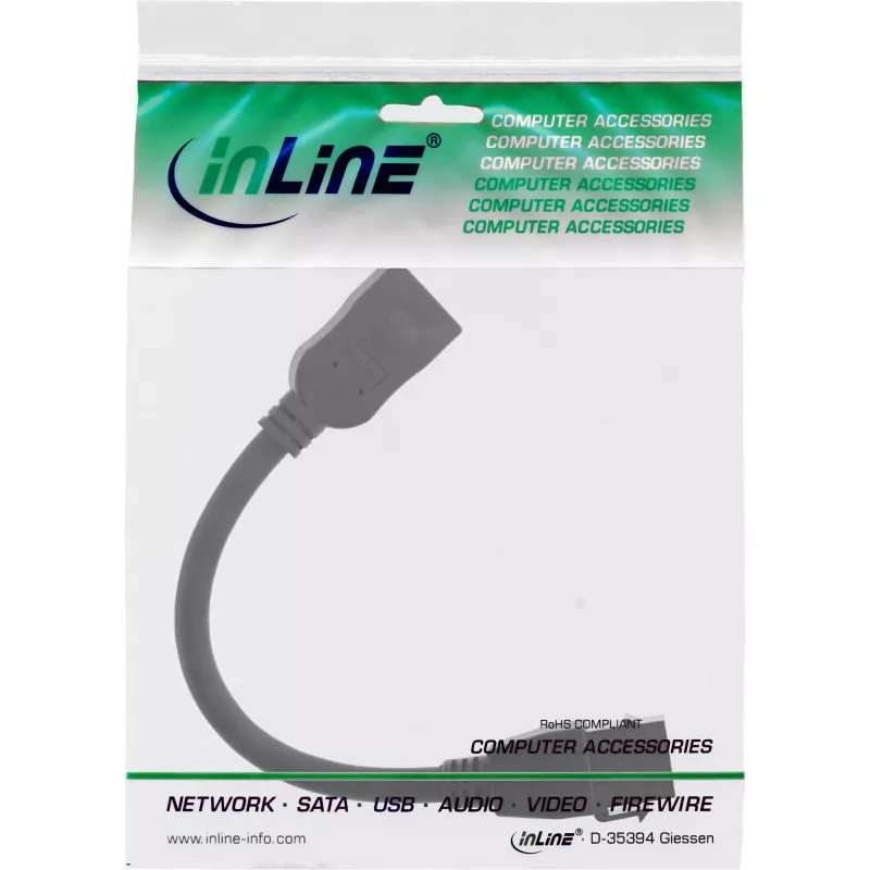 Cable adaptador HDMI Keystone InLine 4K/60Hz, HDMI A hembra/hembra, negro, 0,2 m