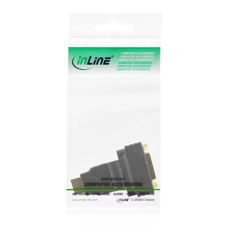 Adaptador InLine HDMI a DVI HDMI macho / 24+1 hembra en ángulo de 180° dorado