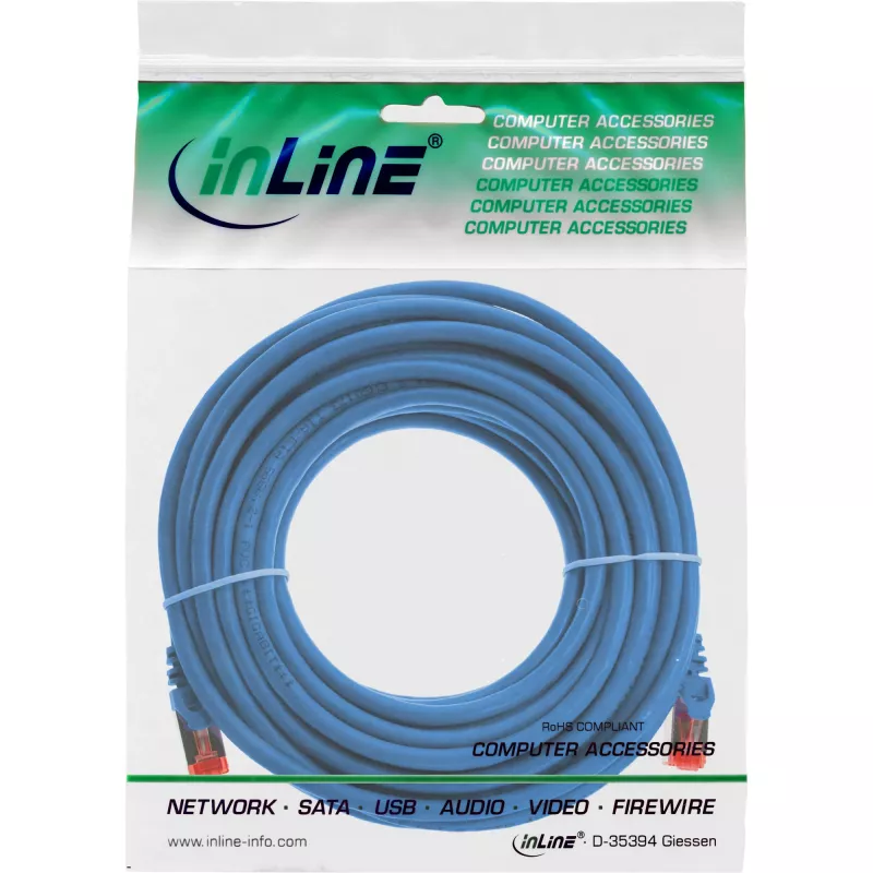 Cable de red InLine S/FTP PiMF Cat.6 250MHz cobre libre de halógenos azul 10 m