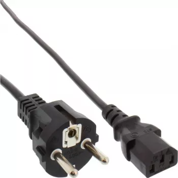 Cable de alimentación InLine, CEE 7/7 recto / IEC C13 de 3 polos macho, negro, 1,8 m