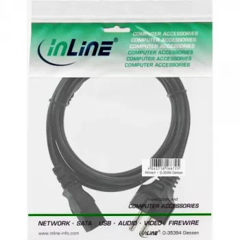 Cable de alimentación InLine, CEE 7/7 recto / IEC C13 de 3 polos macho, negro, 1,8 m