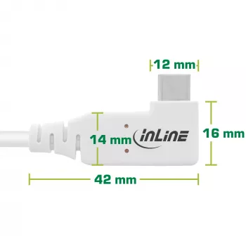 Cable USB4 InLine, USB-C, en ángulo en un lado, PD 240W, 8K60Hz, TPE, blanco, 2 m