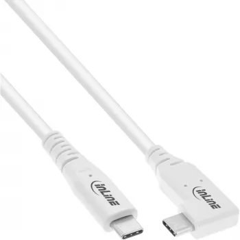 Cable USB4 InLine, USB-C, acodado en un lado, PD 240W, 8K60Hz, TPE, blanco, 1m