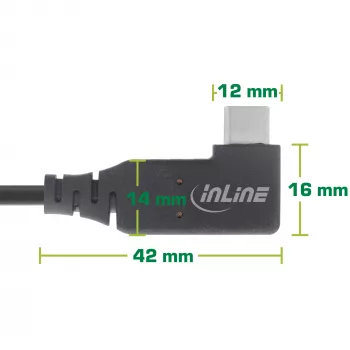 Cable USB4 InLine, USB-C, acodado en un lado, PD 240W, 8K60Hz, TPE, negro, 0,5m