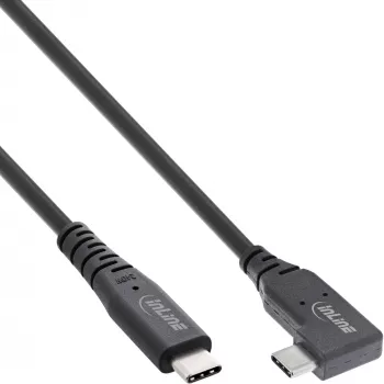 Cable USB4 InLine, USB-C, acodado en un lado, PD 240W, 8K60Hz, TPE, negro, 1,5 m