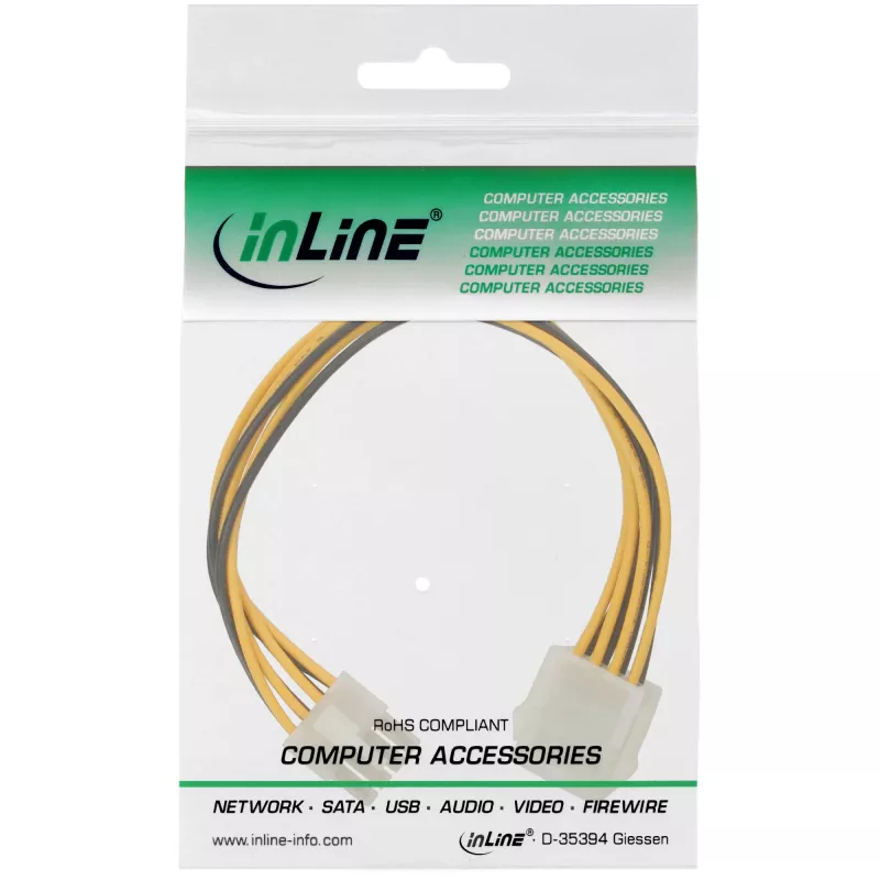 Cable de alimentación interno InLine 8 pines conector macho / conector hembra 0,20m