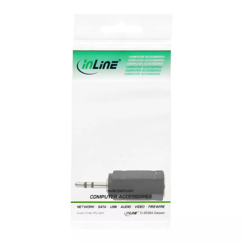 Adaptador de audio InLine 2,5 mm conector macho / 3,5 mm conector hembra estéreo 99308