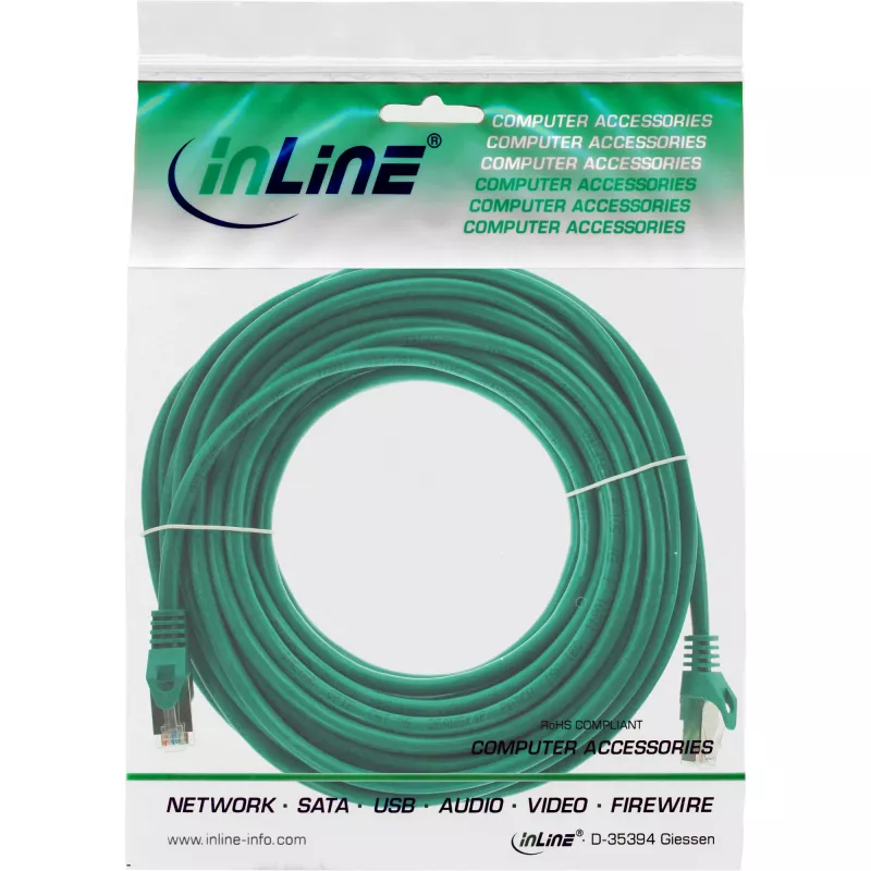 Cable de parcheo InLine SF/UTP Cat.5e verde 15 m
