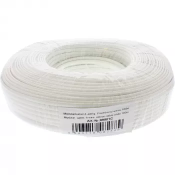 Cable modular InLine 4 hilos cable plano blanco 100 m rollo