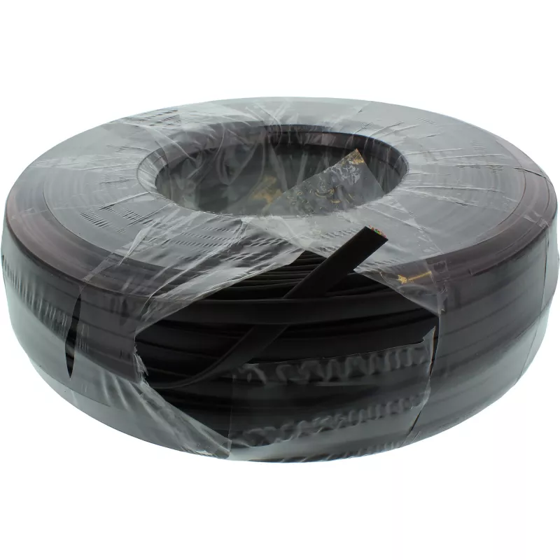 Cable modular InLine 6 hilos cable plano negro 100 m rollo