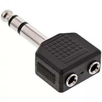 Adaptador de audio InLine conector macho jack 6,3 mm estéreo / 2x conector hembra jack 3,5 mm estéreo