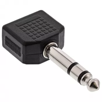Adaptador de audio InLine conector macho jack 6,3 mm estéreo / 2x conector hembra jack 3,5 mm estéreo