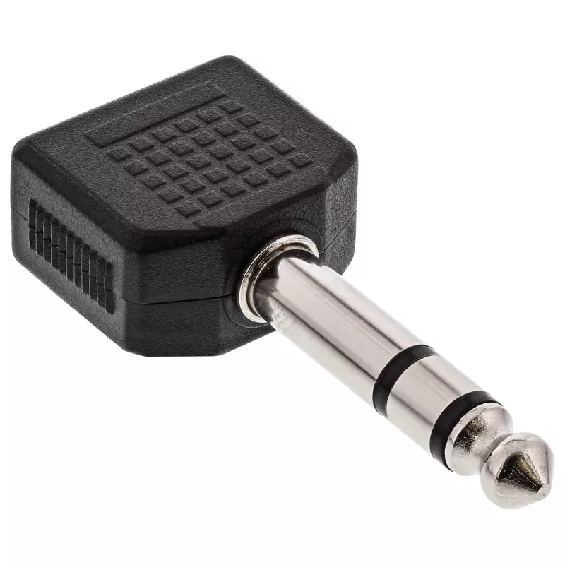Adaptador de audio InLine conector macho jack 6,3 mm estéreo / 2x conector hembra jack 3,5 mm estéreo