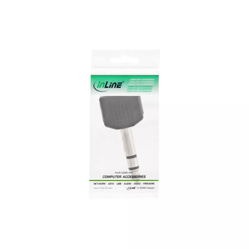 Adaptador de audio InLine conector macho jack 6,3 mm estéreo / 2x conector hembra jack 3,5 mm estéreo