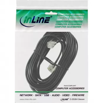 Cable modular InLine RJ11 conector macho/conector macho 6P4C 15 m