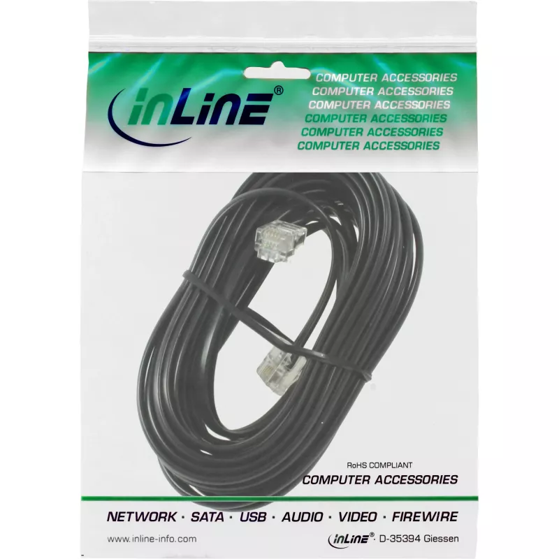 Cable modular InLine RJ11 conector macho/conector macho 6P4C 15 m