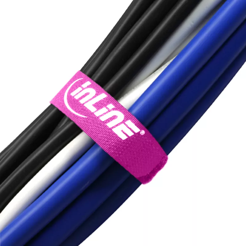Bridas de cable con cierre de velcro InLine 20 x 200 mm, 10 uds., rosa