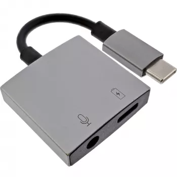 Cable adaptador de audio USB-C InLine, USB-C a jack 3,5 mm + PD 30 W