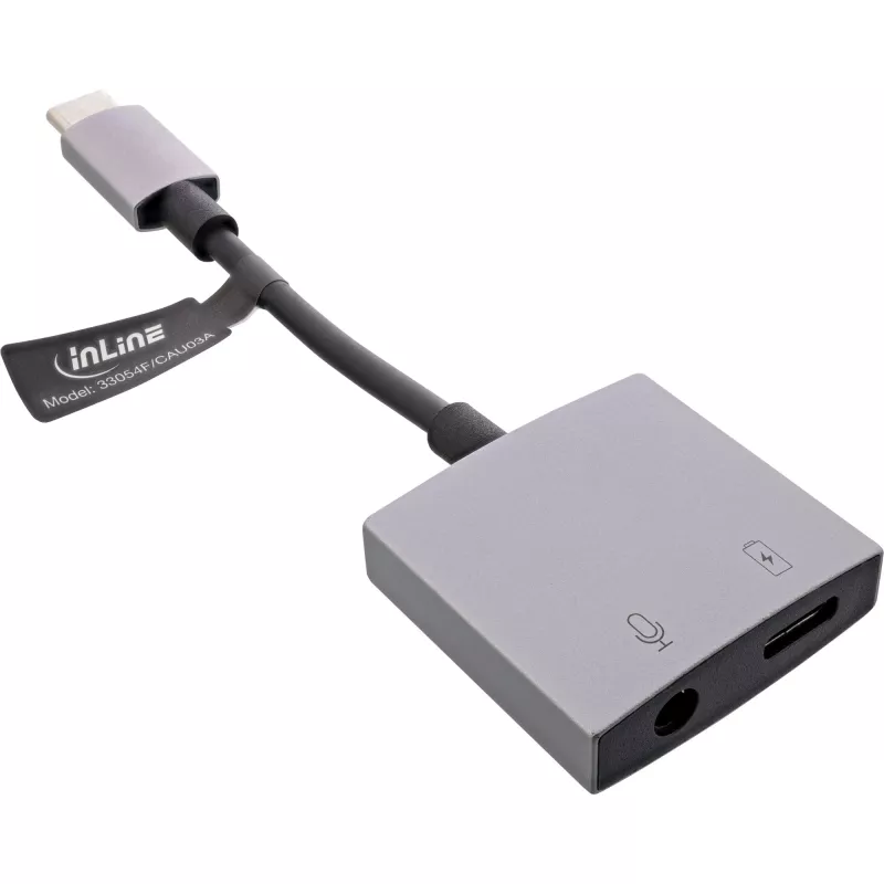 Cable adaptador de audio USB-C InLine, USB-C a jack 3,5 mm + PD 30 W