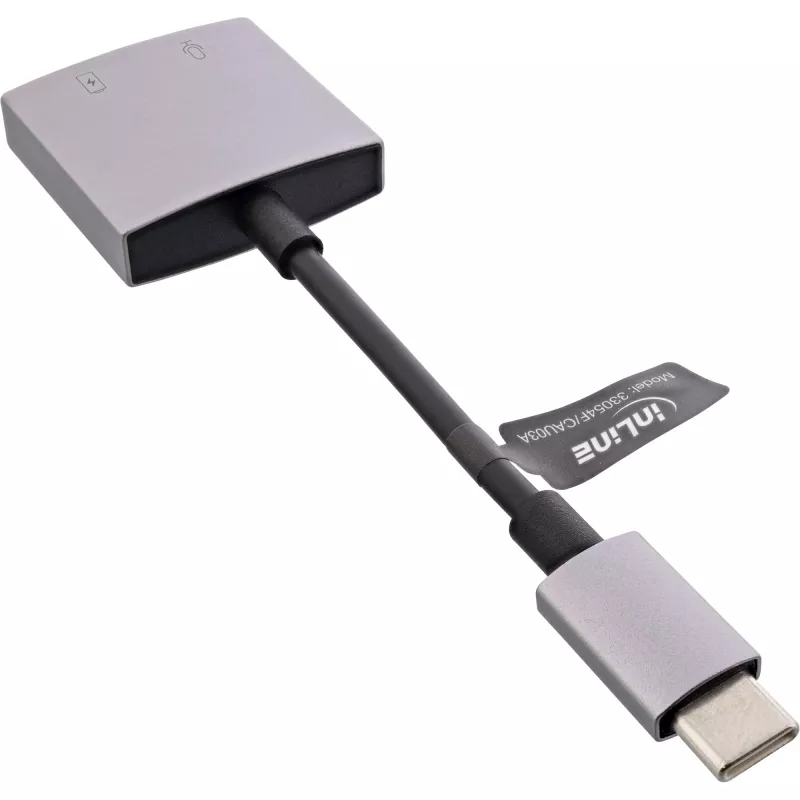 Cable adaptador de audio USB-C InLine, USB-C a jack 3,5 mm + PD 30 W