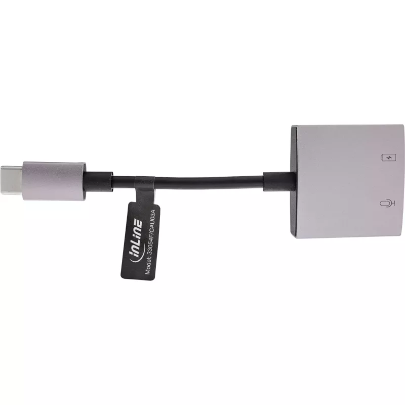 Cable adaptador de audio USB-C InLine, USB-C a jack 3,5 mm + PD 30 W