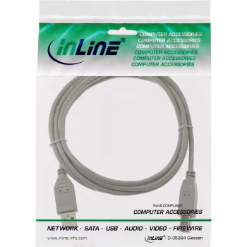 Cable USB 2.0 Type-A macho / Type-B macho beige 3 m InLine 34535H