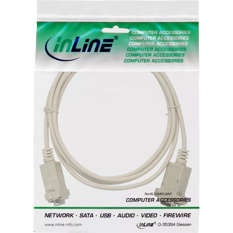 Cable módem nulo InLine 9 pines hembra/hembra con bornes 2 m beige