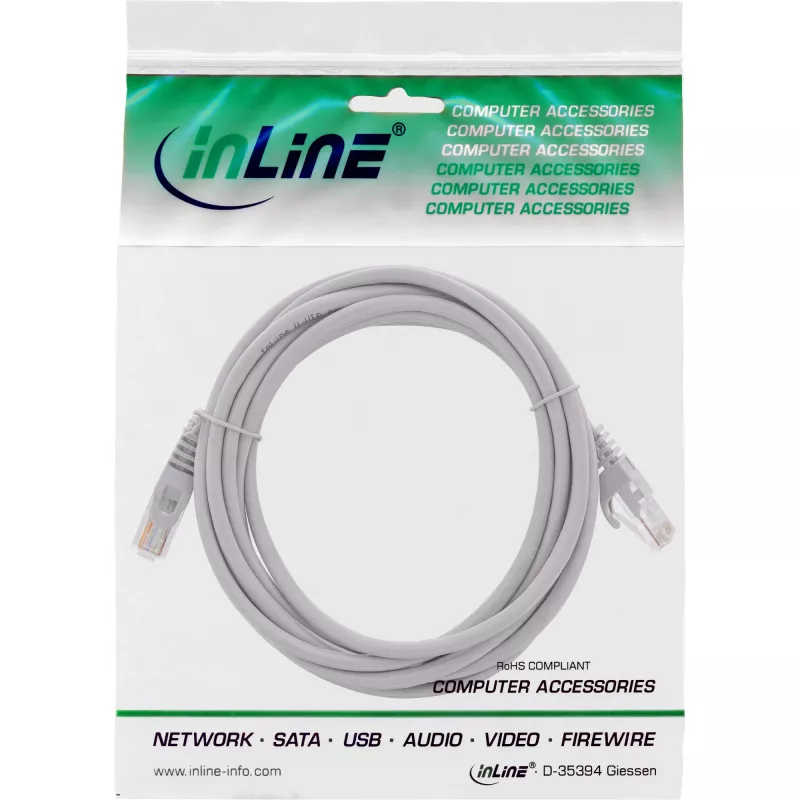 Cable de red InLine U/UTP Cat.5e gris 1 m
