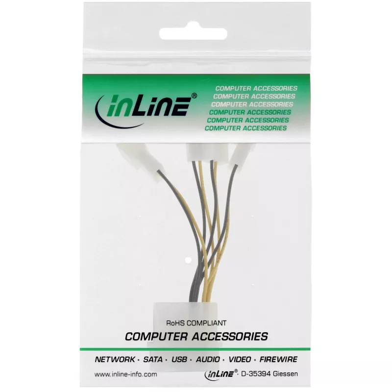 Cable adaptador de corriente Molex InLine 33341A 0,05 m 4x conector de ventilador