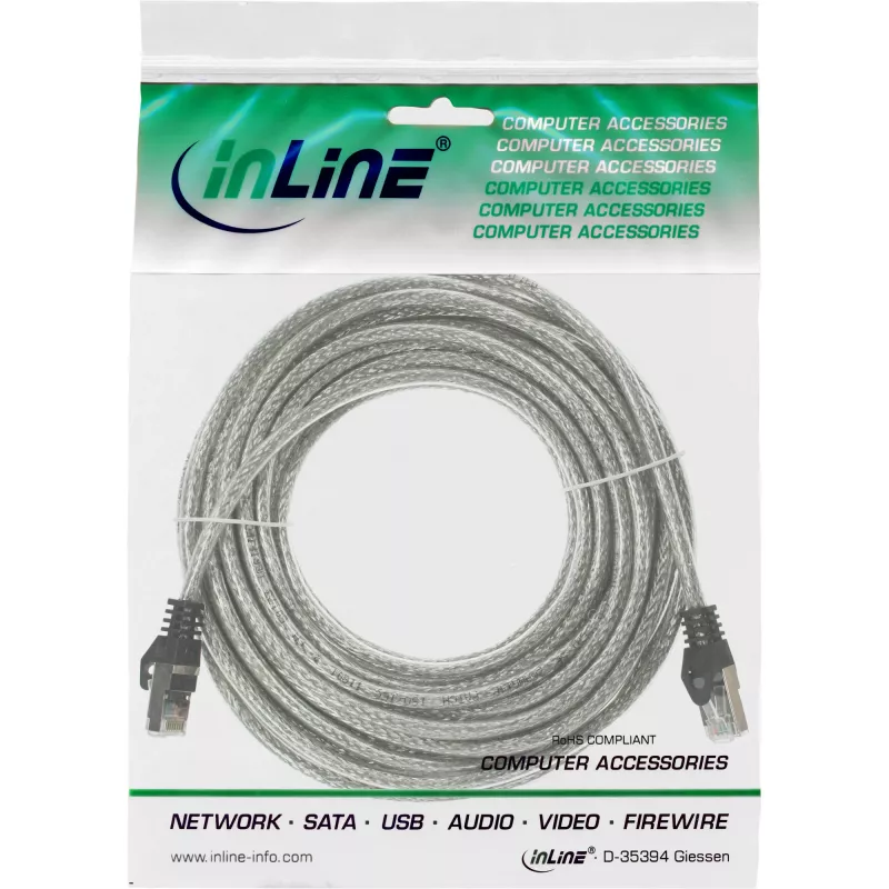 Cable de red InLine SF/UTP Cat.5e transparente 10 m