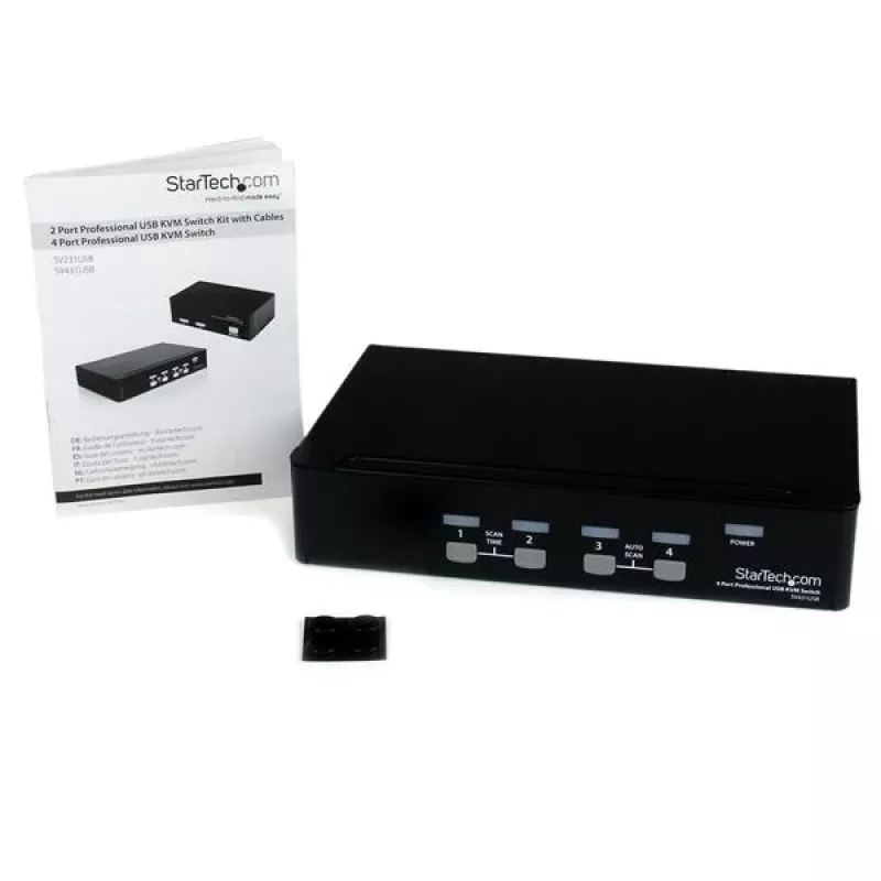 Switch KVM VGA USB profesional de 4 puertos StarTech.com con hub