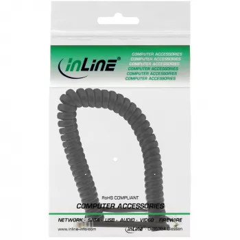 Cable telefónico espiral InLine RJ10 4P4C 18893 2 m negro