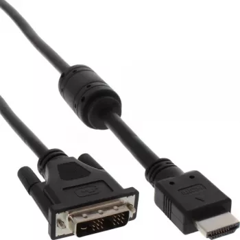 Cable HDMI-DVI InLine 19 pines macho / 18+1 macho + núcleo de ferrita negro 1,8 m