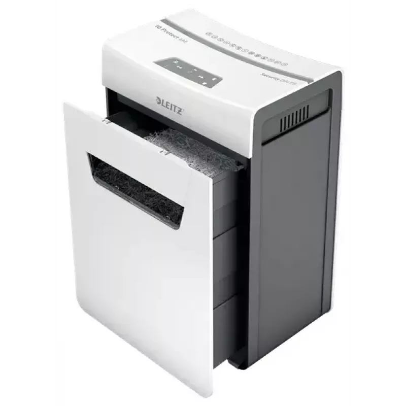 Destructora de documentos LEITZ IQ Protect Premium 6M P5 – microcorte, 18 L, control táctil, 351×204×355 mm