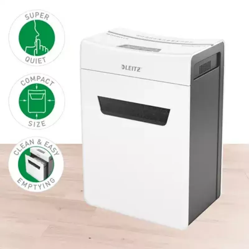 Destructora de documentos LEITZ IQ Protect Premium 6M P5 – microcorte, 18 L, control táctil, 351×204×355 mm