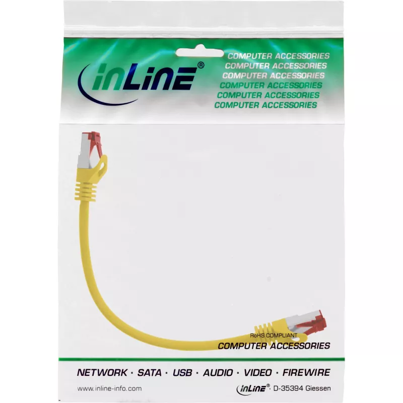 Cable de red InLine S/FTP PiMF Cat.6 250MHz PVC CCA amarillo 0,25 m