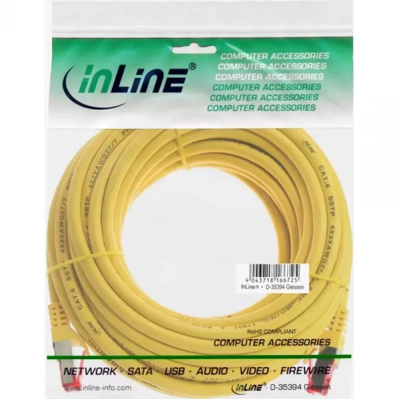 Cable de red InLine S/FTP PiMF Cat.6 250MHz PVC CCA amarillo 10 m