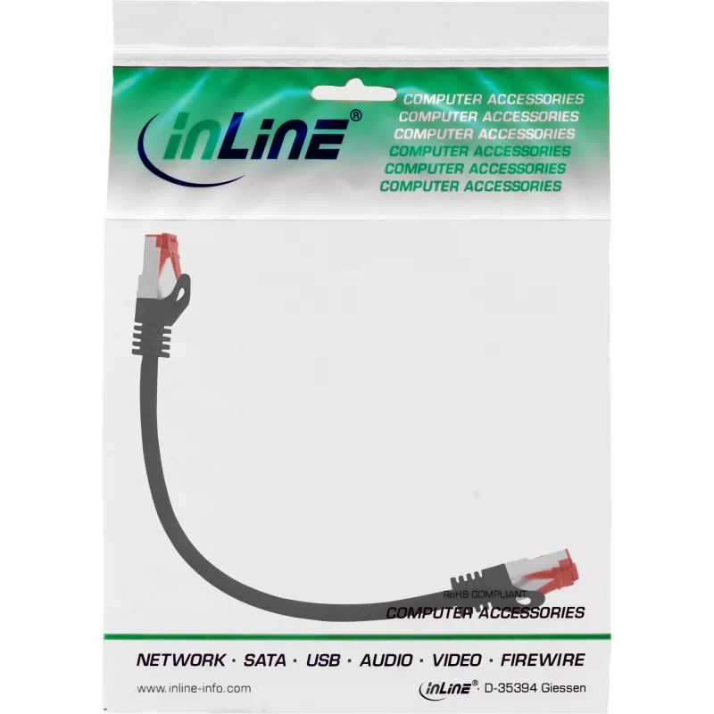 Cable de red InLine S/FTP PiMF Cat.6 250MHz PVC CCA negro 0,25 m