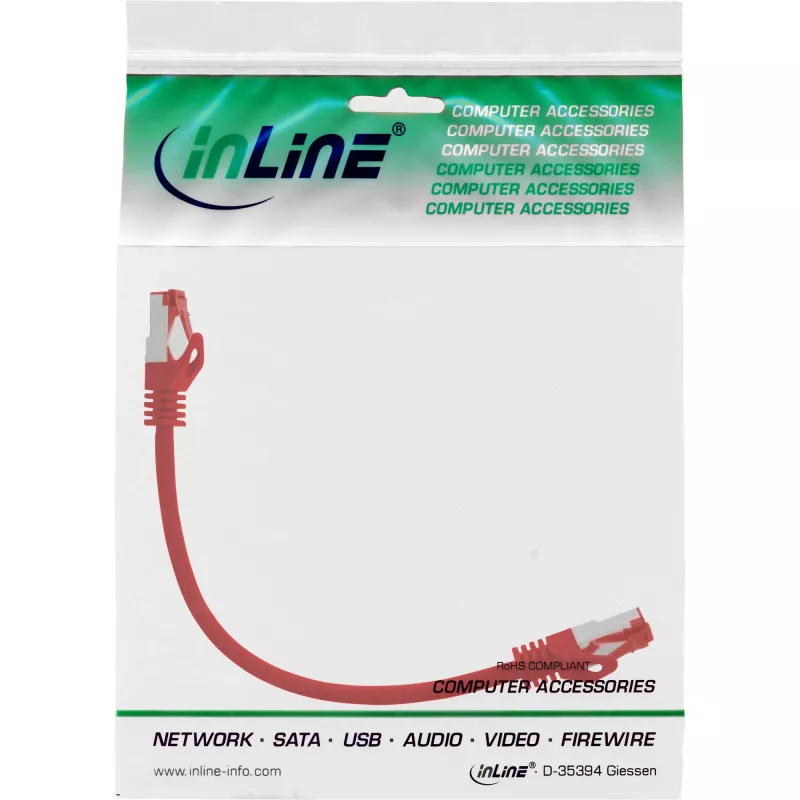 InLine Cable de red S/FTP PiMF Cat.6 250MHz PVC CCA rojo 0,25m