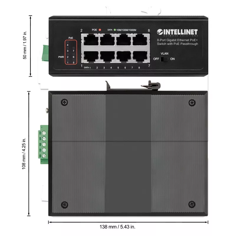 Switch industrial Intellinet 8 puertos Gigabit Ethernet PoE+