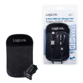 Cargador para dispositivos móviles LogiLink PA0204 Universal negro mechero de coche interior 12/24 V 2,1 A