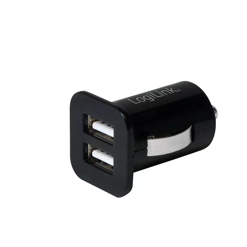 Cargador de coche universal LogiLink PA0204, 2 x USB, 10,5 W, 2,1 A, indicador LED, negro