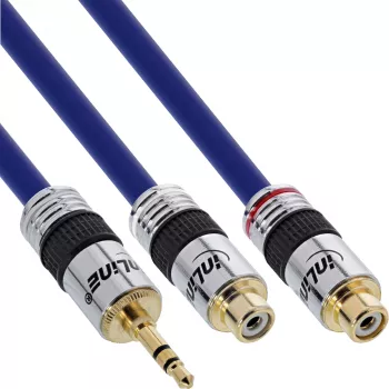 Cable de audio InLine Premium 2x RCA hembra / 3,5 mm macho bañado en oro 0,25 m