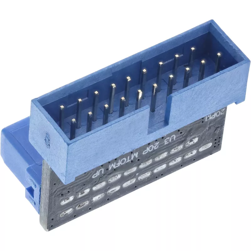 Adaptador USB 3.0 InLine interno, conector macho a conector hembra, en ángulo hacia arriba, 33448O