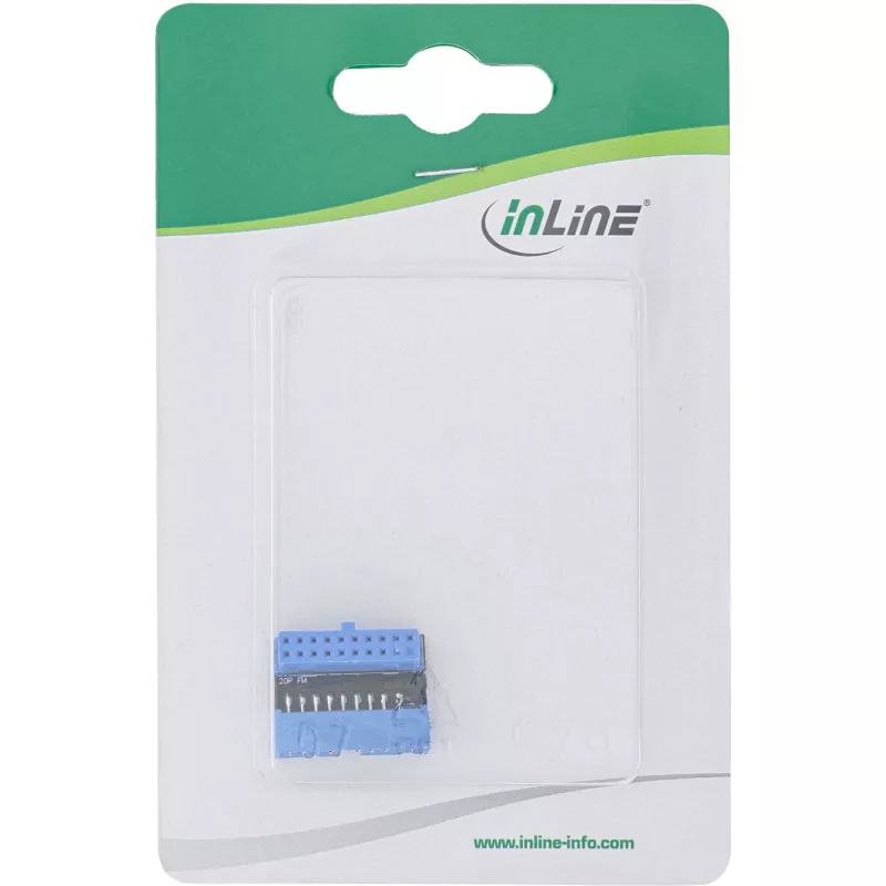 Adaptador USB 3.0 InLine interno, conector macho a conector hembra, en ángulo hacia arriba, 33448O