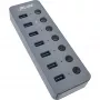 Hub USB 3.2 Gen.1 InLine, 7 puertos, con interruptor, aluminio, gris, con fuente de alimentación