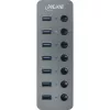 Hub USB 3.2 Gen.1 InLine, 7 puertos, con interruptor, aluminio, gris, con fuente de alimentación