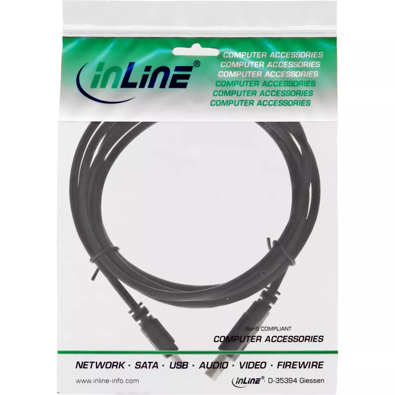 Cable Mini USB 2.0 InLine, conector USB Type-A macho / conector Mini B macho, 5 pines, negro, 2 m