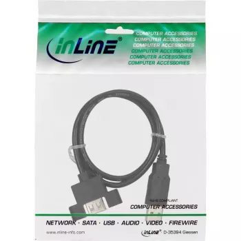 InLine Cable USB 2.0 A macho a A hembra para chapa de ranura, 0,6 m, negro, pack a granel de 120 unidades