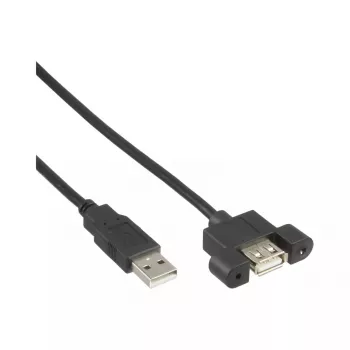 InLine Cable USB 2.0 A macho a A hembra para chapa de ranura, 0,6 m, negro, pack a granel de 120 unidades